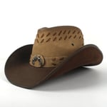 100 % nahkaa miesten länsimainen Cowboy-hattu herrasmiehelle isälle Jazz Sombrero Hombre lippalakit Koko 58 59cm 36 Stlye