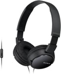 Sony MDR-ZX110AP Wired Headphones with Mic, Dynamic Drivers, Foldable - Black