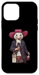 Coque pour iPhone 12 mini Opossum américain dans un chapeau de cowboy buvant une bouteille de whisky