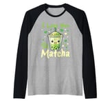 Matcha Green Bubble Tea Latte Boba I Love You So Matcha Raglan Baseball Tee