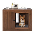 COSTWAY Cage pour Chien, Cage Chien en Bois à Double Usage avec Portes Doubles, Plateau Amovible, Cage pour Chat en Fil Métallique, Caisse Chien Interieur pour Chambre, Salon