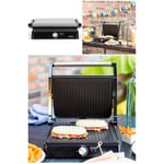 Grill Viande / Panini / Poissons 2200W INOX Bac re?cupe?rateur de graisse anti-adhe?sive 2200W Haute qualité