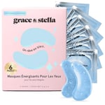 Grace & Stella - Masque Yeux [Bleu, 6 Paires] Patch Yeux Anti Cernes en Gel, Réduit les Cernes Sous les Yeux, Yeux Bouffis, Anti Rides, Anti Poche Sous les Yeux, Vegan & Cruelty-Free, Soins des Yeux