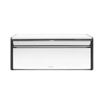 Brabantia Fall Front Bread Bin – Large Countertop Storage Box for Bread, Bagels, Rolls – Space-Saving Design with Flat Top – Brilliant Steel