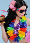 Hawaiian XL Flower Garland Bright Multicolour Rainbow Lei Hula Necklace