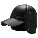 MIBQM Unisexe Casquette de Baseball Chapeau décontracté en Cuir d'hiver avec Protection auditive Casquette épaissie-Noir