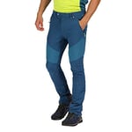 Regatta Men Mountain Water Repellent Active Hiking Pants Trousers - Majolica/Sea Blue, 38-Inch