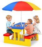 Table Pique Nique Enfant Table Enfant Extérieure avec Parasol Amovible Salon de Jardin en PP