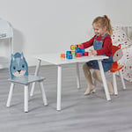 Liberty House Toys Kids Fox and Squirrel Table 2 Chairs Set, Orange Grey, H440 x W600 x D600mm, TFLH013