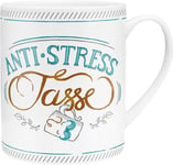 GRUSS & CO Tasse XL motif « Anti-Stress » | Grande tasse en porcelaine, grande tasse, 60 cl, tasse avec inscription en allemand | Cadeau, ami, petite amie | 45398