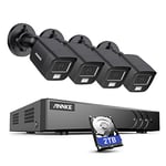 ANNKE 3K Kit de Caméra de Surveillance Filaire avec Spots, 4 x 3K Caméra Extérieure et 8CH 3K H.265+ CCTV DVR avec Disque Dur 2TB,Système Intérieur/Extérieur, Etanche IP67,EXIR Vision de Nuit (Noir)