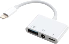 Adaptateur 3 En 1 Pour I-Phone/I-Pad, Universel Lightn-Ing Vers Prise Jack 3,5 Mm/Charge/Usb, Multiport Connecteur Audio Ecouteur Casque Splitter, Adaptateur Compatible Avec I-Prod[QUE071021]