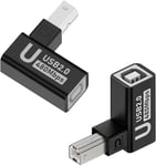 Lot de 2 adaptateurs USB B pour imprimante - Angle de 90° - USB type B mâle vers femelle - Connecteur à angle droit - Boîtier en aluminium - Pour imprimante, scanner, graveur, piano.[G1833]