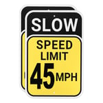 2-Pack Speed Limit 45 MPH Sign 12" x 8" Aluminum Weather Resistant Traffic Sign