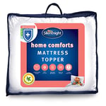 Silentnight Home Comforts Double Mattress Topper - Anti Allergy Bacterial Mattress Pad Topper Protector with Easy Fit Straps Helping Rejuvenate Your Mattress - Double Bed, White