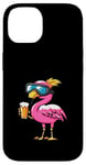 Coque pour iPhone 14 Flamant rose amusant avec bière | BD Apres Ski