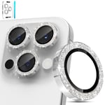 imluckies Glitter Camera Lens Protector for iPhone 16 Pro - iPhone 16 Pro Max, AR+AF Tempered Glass, 9H Ultra-Tough Metal Individual Lens Cover, HD Clear Camera Accessories - Bling White