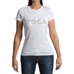 T-Shirt Femme Col Rond Yoga Lettres Postures Meditation Asanas Bien Etre Couleurs