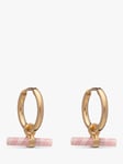 Rachel Jackson London  Mini Rose T Bar Huggie Hoop Earrings, Gold/Pink