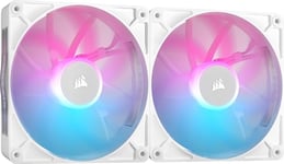 CORSAIR iCUE Link RX140 RGB 140mm Ventilateurs PWM avec Hub Système iCUE Link - Roulement à Dôme Magnétique - Dual Pack - Blanc