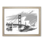 The Golden Gate Bridge San Francisco California Vol.7 V1 Modern Framed Wall Art Print, Ready to Hang Picture for Living Room Bedroom Home Office Décor, Oak A2 (64 x 46 cm)