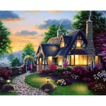 LUOYCXI DIY digital painting adult kit canvas painting bedroom living room decoration painting cartoon cottage-40X40CM