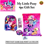 4Pc Set My Little Pony Kids School Backpack Stationary Set Gym Bag & Coin Purse