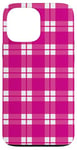 iPhone 13 Pro Max Pink Checkered Plaid Flannel Gingham Pattern Checker Rustic Case