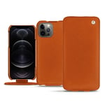 Housse cuir Apple iPhone 12 Pro Max - Rabat vertical - Orange - Cuir saffiano - Neuf