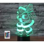 WJ 3D Jultomte Fjärrkontroll 16 Färg Nattljus Illusion Akryl LED Bordslampa Sänglampa Barn Sovrum Skrivbord Dekor Födelsedagspresenter Leksak för Barn