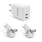 Pack Chargeur JETFON 10 W avec Double Sortie USB C + 2 câbles USB-C