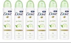 Dove Go Fresh Deodorant Cucumber & Green Tea Spray 250ml x 6