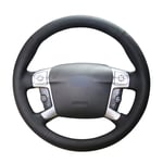 VNASKH Black PU Leather Car Steering Wheel Covers,For Ford Mondeo Galaxy S-Max 2006 2007 2008 2009 2010 2011 2012-2014 2015