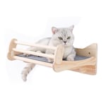 MIUZMORE Parcours Mural Chat, éléments de Mur pour Chat en Bois de pin, avec lit pour Chat et Tapis à gratter pour Chat - Mur d'escalade pour Chat