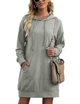 Migcaput Robe Sweat Femme Sweat Long à Capuche Hiver Sweat à Capuche Long Robe Pull avec Poche Robes Casual Robe Sweat