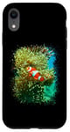 Coque pour iPhone XR T-shirt artistique avec photos et éclaboussures de poissons clowns en corail