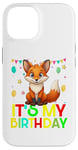 Coque pour iPhone 14 It's my birthday a fox stamping party for girls