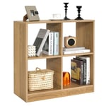 COSTWAY Bibliothèque Étagère Rangement à 3 Niveaux avec 4 Compartiments Ouverts, Meuble Cube de Rangement en Bois pour Cuisine, Bureau, Salon, Salle d'Étude, 33 x 73 x 75 cm (4 Cubes,Naturel)