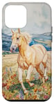 Coque pour iPhone 12 mini Aquarelle Running Palamino Horse in Meadow