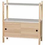 Armoire meuble de rangement etagere bibliotheque commode avec 2 portes et 1 etagere 70x30xh76,5cm