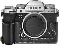 Fuji XT5 Case-Demi-étui en cuir PU de qualité pour appareil photo numérique Fujifilm X-T5-Étui de protection pour Fuji XT5 X-T5,Noir ,Trousse de beauté