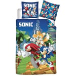 Parure de lit réversible Sonic et ses amis - Sonic, Knuckles et Tails - 140 cm x 200 cm