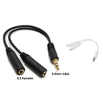 Adaptateur Coupleur Sortie Double Jack 3.5mm Noir Casque Ecouteur 0