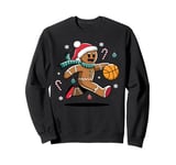 Gingerbread Man Playing Basketball - Christmas Sports Fun Sweatshirt