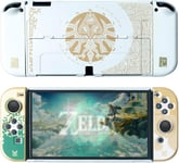 Zelda Switch Oled Coque, Protection Coque Switch Oled Zelda Tears Of The Kingdom, Coque Rigide Accessoires Etui Pour Switch Oled Joycon Et Console, Dockable (Coque Blanc Pour Switch Oled)