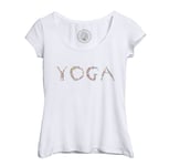 T-Shirt Femme Col Echancré Yoga Billes De Couleurs Meditation Asanas Bien Etre