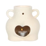 Cream Speckle Ceramic Bum Shaped Oil Burner Love Wax Warmer Tealight MN_48222