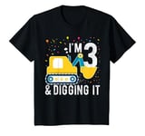 Youth 3rd Birthday Boy 3 Year Old Construction Truck Excavator T-Shirt