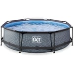 Piscine EXIT Stone ø300x76cm avec pompe filtrante - grise