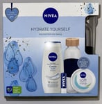 Nivea Hydrate Yourself, Shower Cream, Moisturising Cream, Lip balm, Water bottle